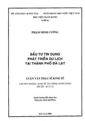 Luận văn thạc sĩ đầu tư tín dụng phát triển du lịch tại thành phố đà lạt