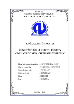 Luận văn tốt nghiệp công tác tiền lương tại công ty cổ phần eoc vina chi nhánh vĩnh phúc