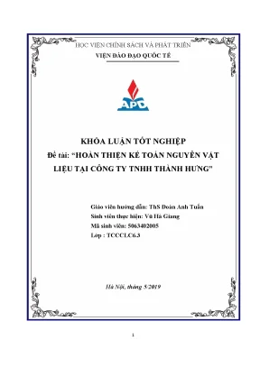 Luận văn tốt nghiệp hoàn thiện kế toán nguyên vật liệu tại công ty tnhh thành hưng