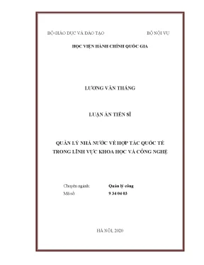 Luận án tiến sĩ quản lý nhà nước về hợp tác quốc tế trong lĩnh vực khoa học và công nghệ