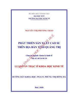 Luận văn thạc sĩ phát triển sản xuất cao su trên địa bàn tỉnh quảng trị