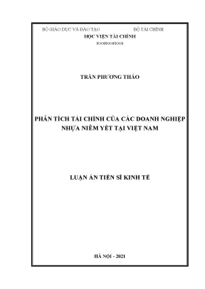 Luận án tiến sĩ phân tích tài chính của các doanh nghiệp nhựa niêm yết ở việt nam