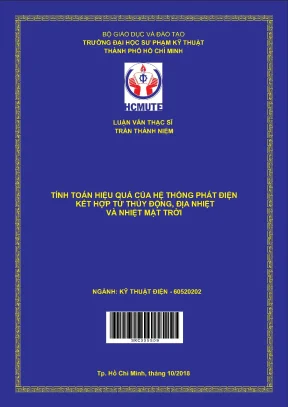 Luận văn thạc sĩ hcmute tính toán hiệu quả của hệ thống phát điện kết hợp từ thủy động địa nhiệt và nhiệt mặt trời