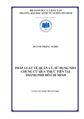 Luận văn thạc sĩ pháp luật về quản lý sử dụng nhxà chung cư qua thực tiễn tại thành phố hồ chí minh