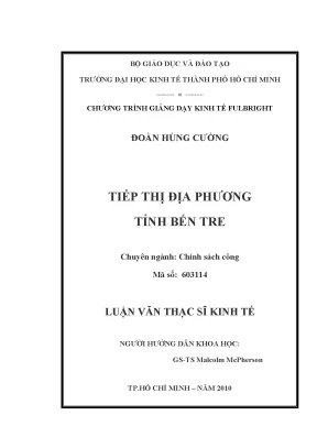 Luận văn thạc sĩ tiếp thị địa phương tỉnh bến tre