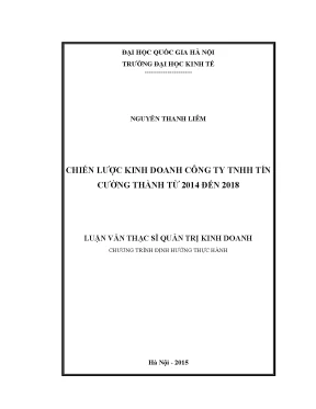 Luận văn thạc sĩ chiến lược kinh doanh công ty tnhh tín cường thành từ 2014 đến 2018
