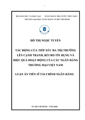 Luận án tiến sĩ tác động của tiếp xúc đa thị trường lên cạnh tranh rủi ro tín dụng và hiệu quả hoạt động của các ngân hàng thương mại việt nam