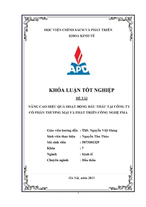 Luận văn tốt nghiệp nâng cao hiệu quả hoạt động đấu thầu của công ty cổ phần thương mại và phát triển công nghệ pma