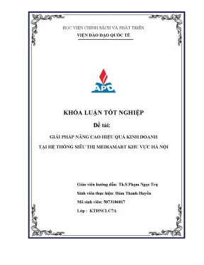 Luận văn tốt nghiệp giải pháp nâng cao hiệu quả kinh doanh tại hệ thống siêu thị mediamart khu vực hà nội