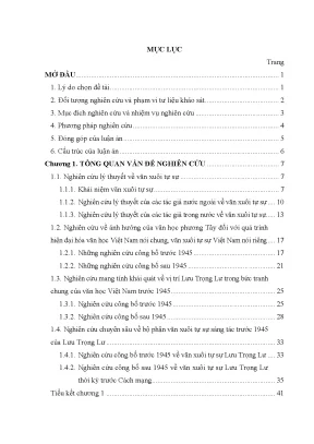 Luận án đóng góp của văn xuôi tự sự lưu trọng lư giai đoạn trước 1945