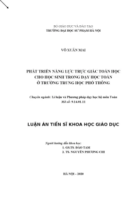 Luận án tiến sĩ phát triển năng lực trực giác toán học cho học sinh trong dạy học toán ở trường trung học phổ thông