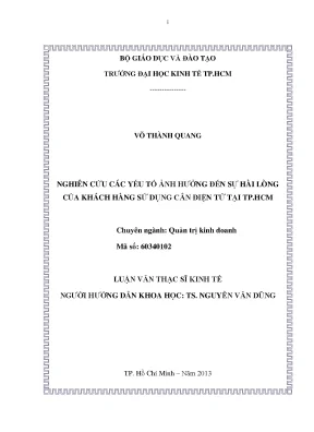 Luận văn thạc sĩ nghiên cứu các yếu tố ảnh hưởng đến sự hài lòng của khách hàng sử dụng cân điện tử tại tphcm