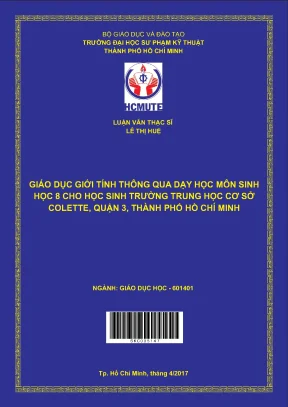 Luận văn thạc sĩ hcmute giáo dục giới tính thông qua dạy học môn sinh học 8 cho học sinh trường trung học cơ sở colette quận 3 thành phố hồ chí minh