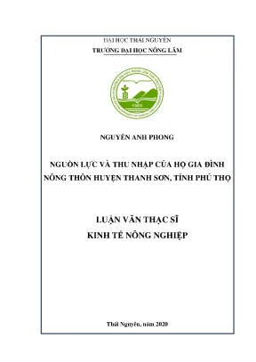 Luận văn tốt nghiệp nguồn lực và thu nhập của hộ gia đình huyện thanh sơn tỉnh phú thọ