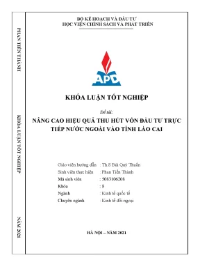 Luận văn tốt nghiệp nâng cao hiệu quả thu hút vốn đầu tư trực tiếp nước ngoài vào tỉnh lào cai