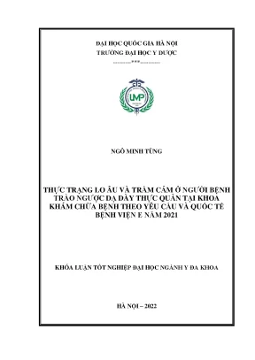 Luận văn tốt nghiệp thực trạng lo âu và trầm cảm ở người bệnh trào ngược dạ dày thực quản tại khoa khám chữa bệnh theo yêu cầu và quốc tế bệnh viện e năm 2021