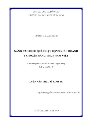 Luận văn thạc sĩ nâng cao hiệu quả hoạt động kinh doanh tại ngân hàng thương mại cổ phần nam việt luận văn thạc sĩ