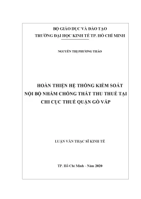 Luận văn thạc sĩ hoàn thiện hệ thống kiểm soát nội bộ nhằm chống thất thu thuế tại chi cục thuế quận gò vấp