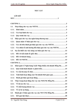 Luận văn tốt nghiệp một số giải pháp nâng cao hiệu quả cho vay tại chi nhánh ngân hàng xuất nhập khẩu đống đa