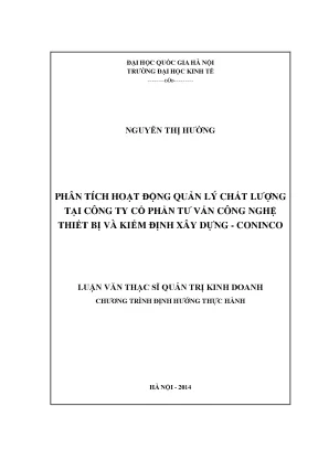 Luận văn thạc sĩ phân tích hoạt động quản lý chất lượng tại công ty cổ phần tư vấn công nghệ thiết bị và kiểm định xây dựng coninco 001
