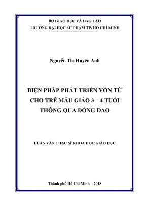 Luận văn thạc sĩ biện pháp phát triển vốn từ cho trẻ mẫu giáo 3 4 tuổi thông qua đồng dao