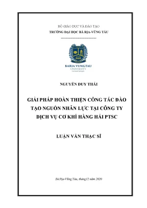 Luận văn thạc sĩ giải pháp hoàn thiện công tác đào tạo nguồn nhân lực tại công ty dịch vụ cơ khí hàng hải ptsc