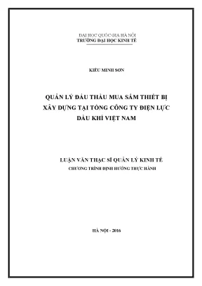 Luận văn thạc sĩ quản lý đấu thầu mua sắm thiết bị xây dựng tại tổng công ty điện lực dầu khí việt nam