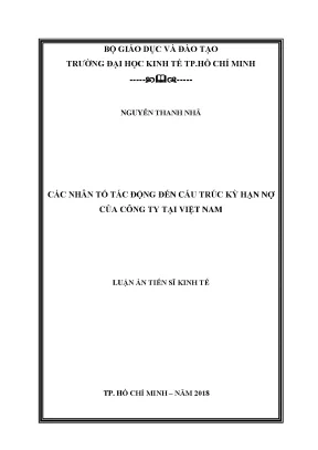 Luận văn thạc sĩ các nhân tố tác động đến cấu trúc kỳ hạn nợ của công ty tại việt nam