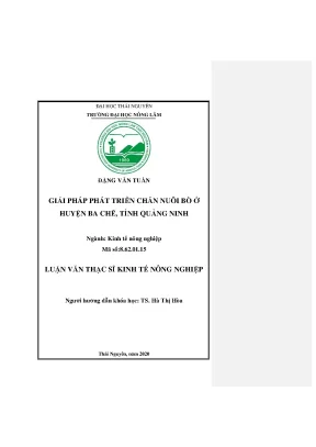 Luận văn tốt nghiệp giải pháp phát triển chăn nuôi bò ở huyện huyện ba chẽ tỉnh quảng ninh
