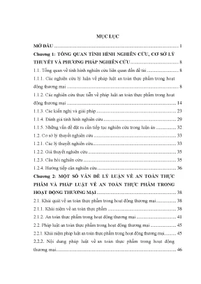 Luận án pháp luật an toàn thực phẩm trong hoạt động thương mại ở việt nam
