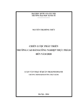 Luận văn thạc sĩ chiến lược phát triển trường cao đẳng công nghiệp thực phẩm đến năm 2020