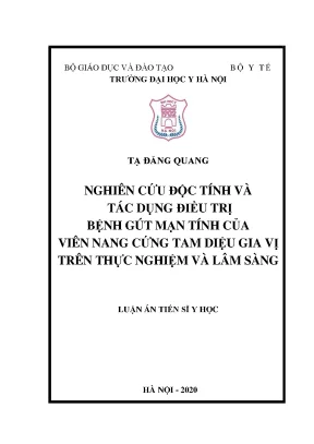 Luận án tiến sĩ nghiên cứu tính độc tính và tác dụng điều trị bệnh gút mạn tính của viên nang cứng tam diệu gia vị trên thực nghiệm và lâm sàng