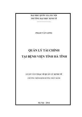 Luận văn thạc sĩ quản lý tài chính tại bệnh viện tỉnh hà tĩnh