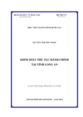Luận văn thạc sĩ kiểm soát thủ tục hành chính tại tỉnh long an