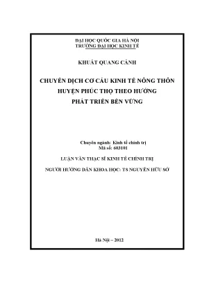 Luận văn thạc sĩ chuyển dịch cơ cấu kinh tế nông thôn huyện phúc thọ theo hướng phát triển bền vững