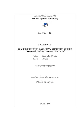 Luận văn thạc sĩ nghiên cứu giải pháp tự động sao lưu và khôi phục dữ liệu trong hệ thống thông tin điện tử luận văn ths công nghệ thông tin 1 01 10