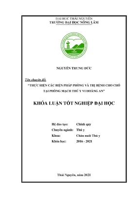 Luận văn tốt nghiệp thực hiện các biện pháp phòng và trị bệnh cho chó tại phòng mạch thú y vi hoàng an