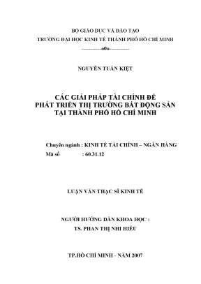 Luận văn thạc sĩ các giải pháp tài chính để phát triển thị trường bất động sản tại thành phố hồ chí minh