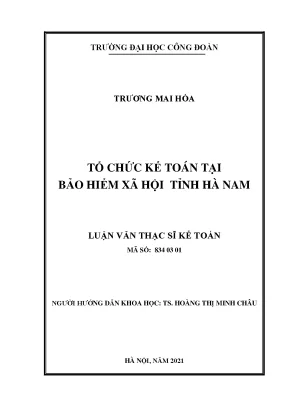 Luận văn thạc sĩ tổ chức kế toán tại bảo hiểm xã hội tỉnh hà nam