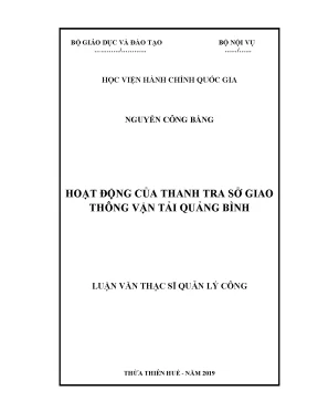 Luận văn thạc sĩ hoạt động của thanh tra sở giao thông vận tải quảng bình
