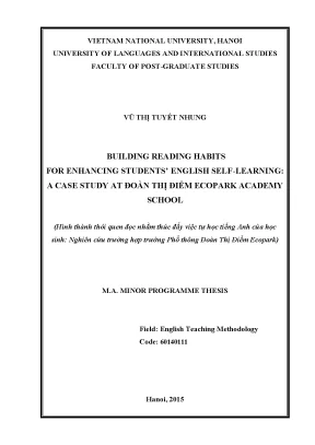 Luận văn thạc sĩ building reading habits for enhancing students self studying a case study at doan thi diem ecopark academy