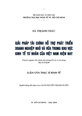 Luận văn thạc sĩ giải pháp tài chính hỗ trợ phát triển doanh nghiệp nhỏ và vừa trong khu vực kinh tế tư nhân của việt nam hiện nay luận văn thạc sĩ
