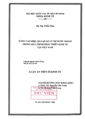Luận văn thạc sĩ nâng cao hiệu quả quản lý nợ nước ngoài trong quá trình phát triển kinh tế tại việt
