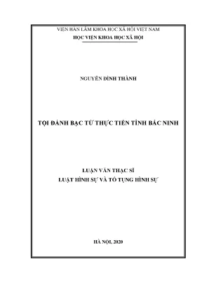 Luận án tiến sĩ tội đánh bạc từ thực tiễn tỉnh bắc ninh