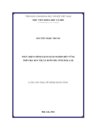 Luận văn thạc sĩ thực hiện chính sách giảm nghèo bền vững trên địa bàn thị xã buôn hồ tỉnh đắk lắk