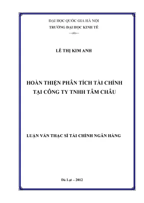 Luận văn thạc sĩ hoàn thiện phân tích tài chính tại công ty tnhh tâm châu