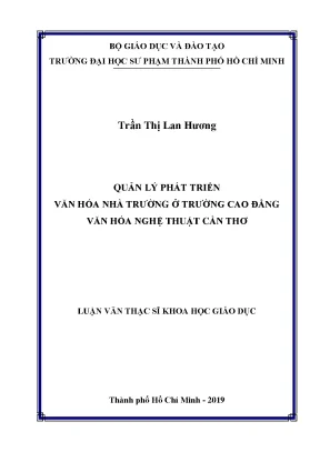 Luận văn thạc sĩ quản lý phát triển văn hóa nhà trường ở trường cao đẳng văn hóa nghệ thuật cần thơ