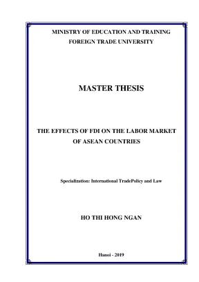 Luận văn thạc sĩ the effects of fdi on the labor market of asean countries