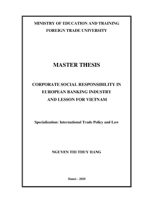 Luận văn thạc sĩ corporate social responsibility in european banking industry and lesson for vietnam