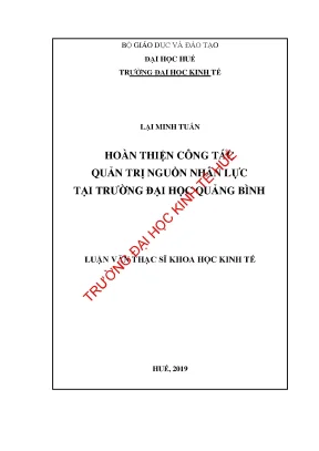 Luận văn thạc sĩ hoàn thiện công tác quản trị nguồn nhân lực tại trường đại học quảng bình